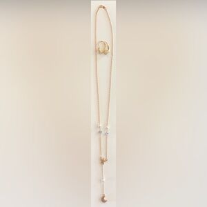 Elegant 14K Gold Star and Moon Necklace & Earrings Set, Like New